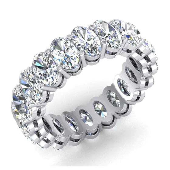 Oval Real Diamond Eternity Band Gold 14K Ladies Jewelry 4 Ct.