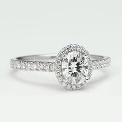 Oval Real Diamond Halo Ring 2.15 Carats