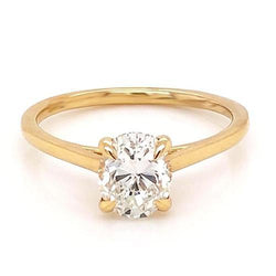 Oval Real Diamond Solitaire Ring 1 Carat Yellow Gold Jewelry New