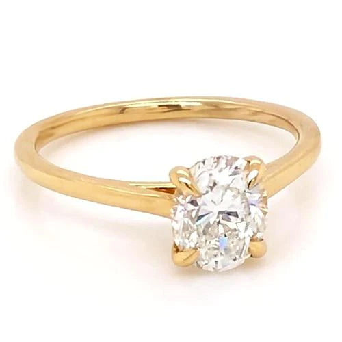 Oval Real Diamond Solitaire Ring 1 Carat Yellow Gold Jewelry New