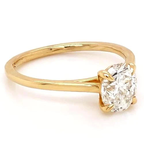 Oval Real Diamond Solitaire Ring 1 Carat Yellow Gold Jewelry New