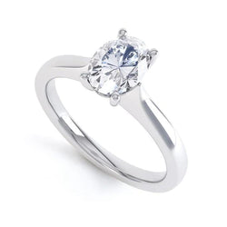 Oval Shaped Natural Diamond Lady White Gold Solitaire Ring 1 Carat