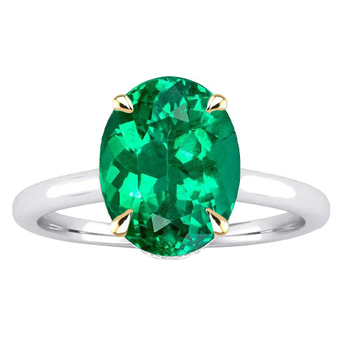 Gemstone Ring 14 Karat Two Tone Gold with Emerald – main view
