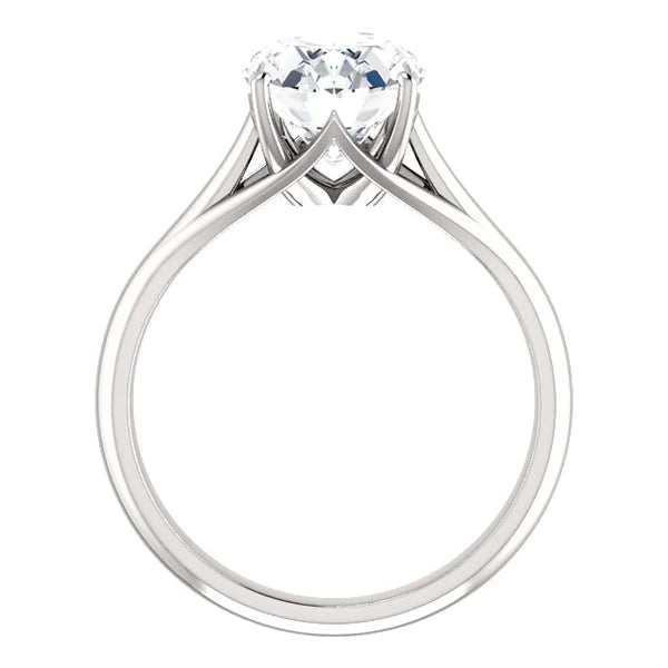 Oval Solitaire Ring 5 Carats Natural Diamond Trellis Setting White Gold Jewelry