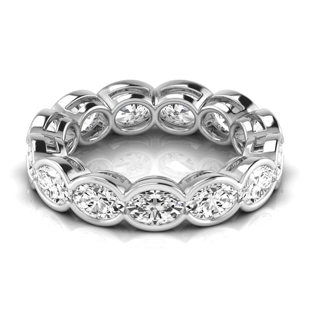 Fine Diamond Oval Cut Eternity Band in 14K White Gold – front view
