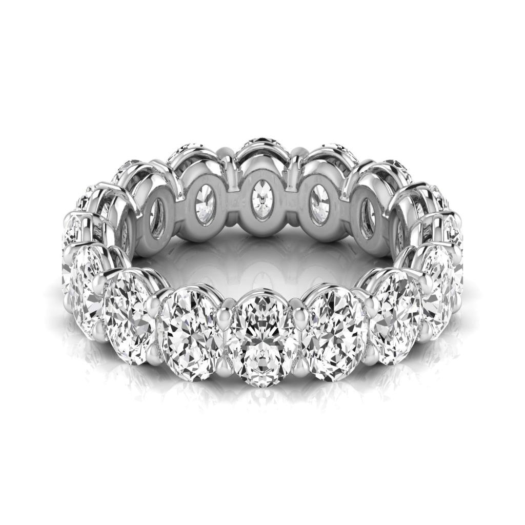 Fine Diamond Oval Eternity Band in 14 Karat White Gold – front view