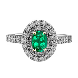 Emerald GIA-Certified Gemstone Ring 2 ct in 14K Two Tone Gold