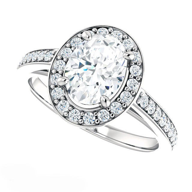 Fine Diamond Solitaire with Side Stones 5.50-ct 14K White Gold – front view