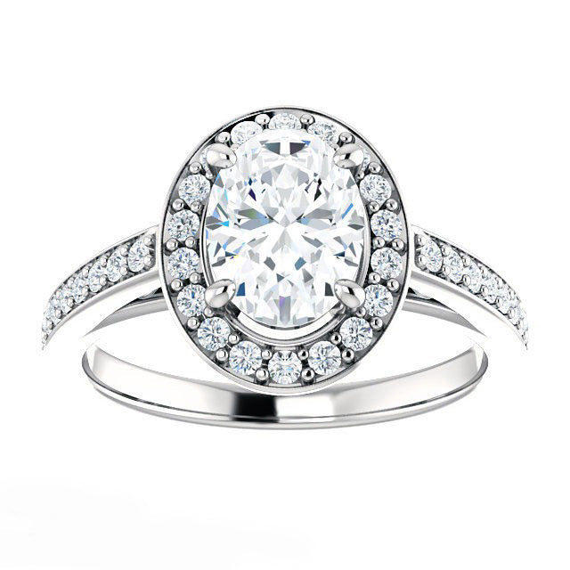 Genuine Fine Diamond Solitaire with Side Stones 5.50 ct 14K White Gold – side view