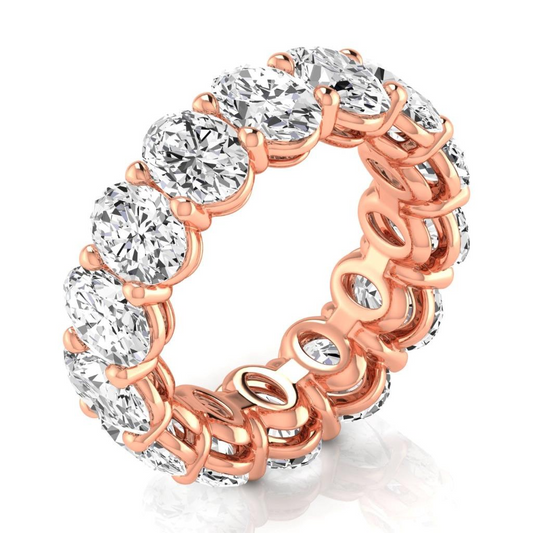 Oval Lab Grown Diamond 10.50 Ct Rose Gold Eternity Band Jewelry