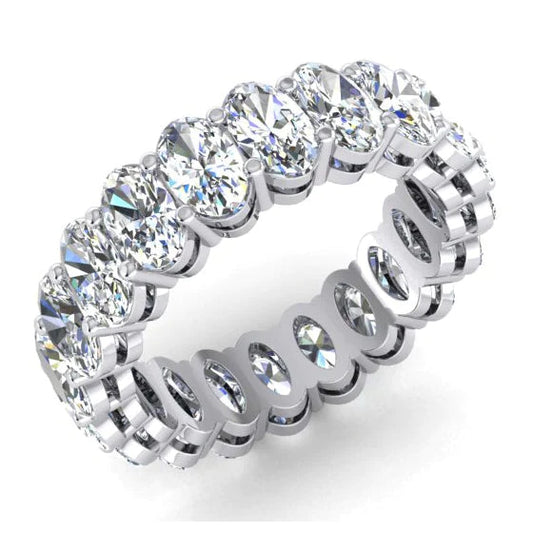 Oval Lab Grown Diamond Eternity Band Gold 14K Ladies Jewelry 4 Ct.