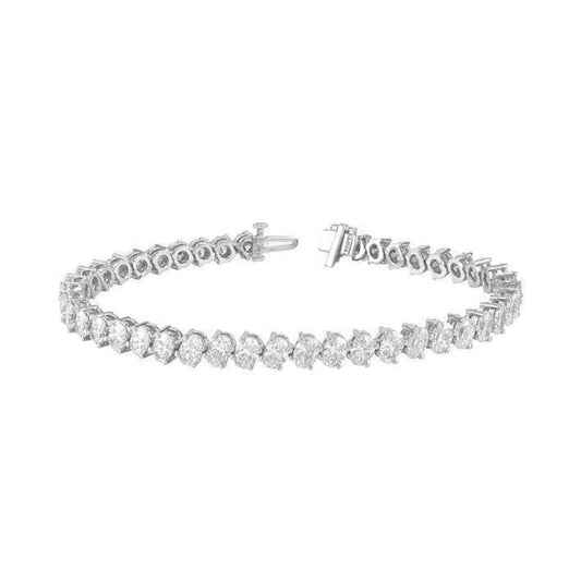 Oval Lab Grown Diamond Tennis Bracelet Lady 10.50 Carats White Gold Jewelry
