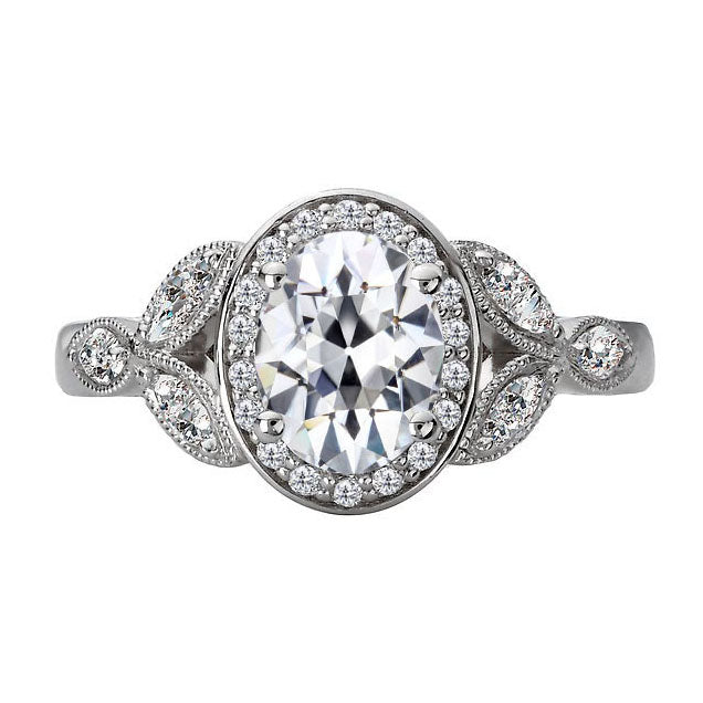 Authentic Brilliant Diamond Halo Ring 3.50 ct 14K White Gold – main view
