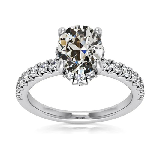 Oval Old Cut Mined Diamond Engagement Ring Ladies Jewelry 5.75 Carats
