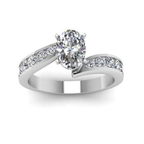 Oval & Round 3 Carats Natural Diamond Wedding Ring White Gold 14K