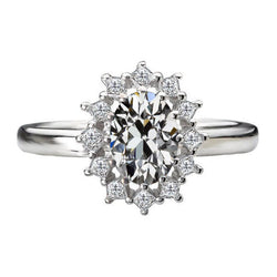 Earth-Mined Diamond Halo Setting Ring – 14K White Gold 3 ct