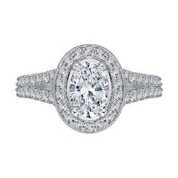 Oval & Round Real Diamond Ring 2.80 Carats White Gold 14K