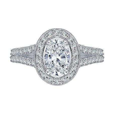 Oval & Round Real Diamond Ring 2.80 Carats White Gold 14K