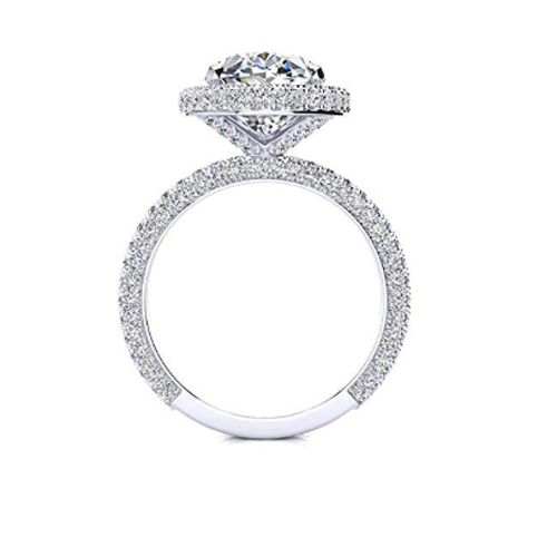 Brilliant Diamond Antique Cushion Halo Ring in 14 Karat White Gold – front view