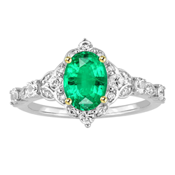 Fine Emerald GIA Certified Gemstone Ring 2 ct in 14K Two Tone