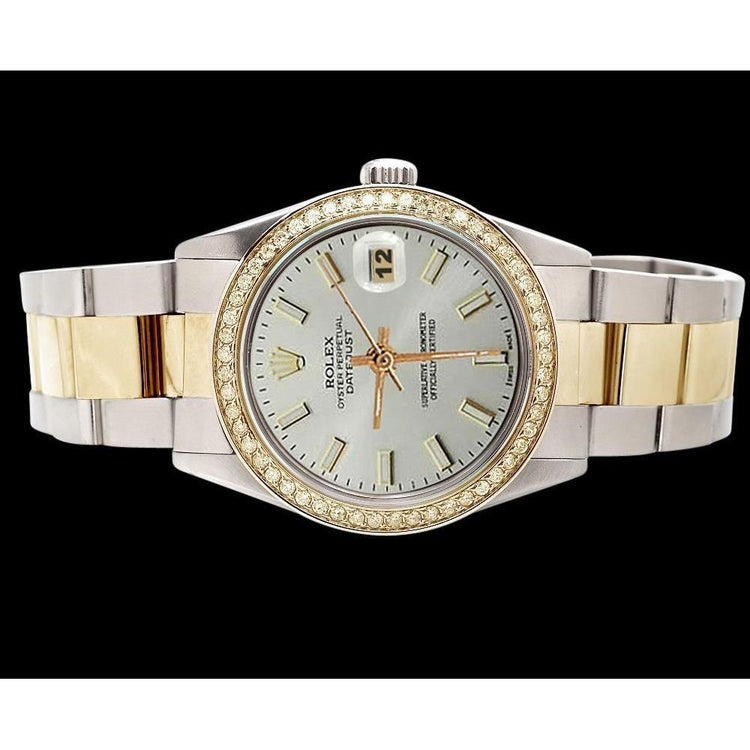 Ss & Yellow Gold Rolex Watch White Stick Dial