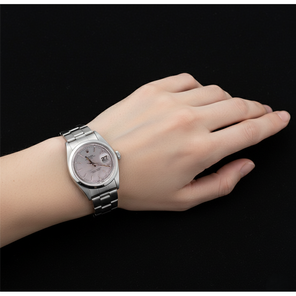 Oyster Ss Bracelet White Stick Dial Rolex Date Men Watch