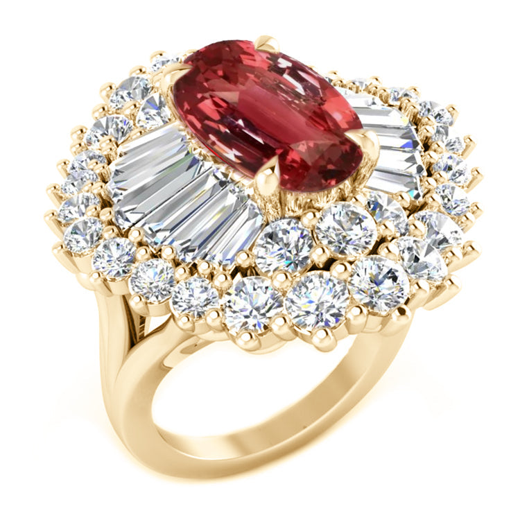 Authentic Fine Sapphire Gemstone Ring 3 ct 14 Karat Yellow Gold – main view