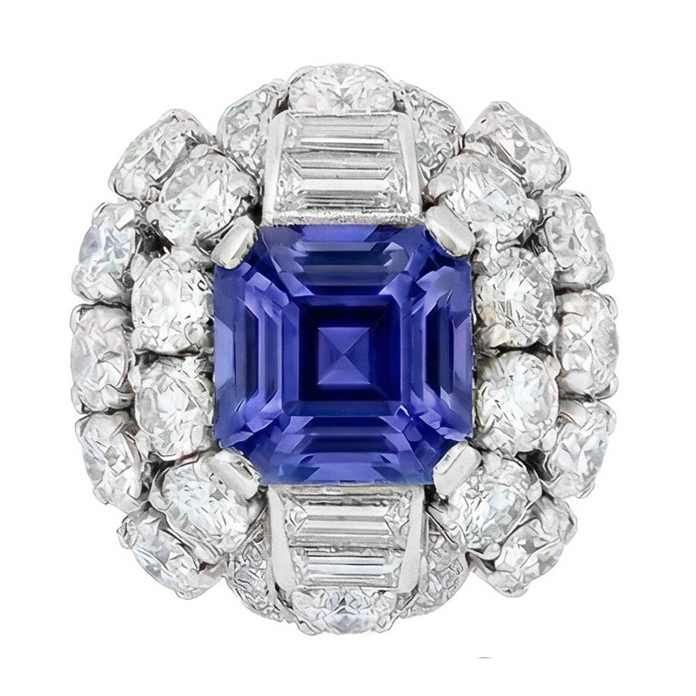 Parti Sapphire And Natural Earth Mined Diamond ( Not Lab Grown ) Engagement Ring