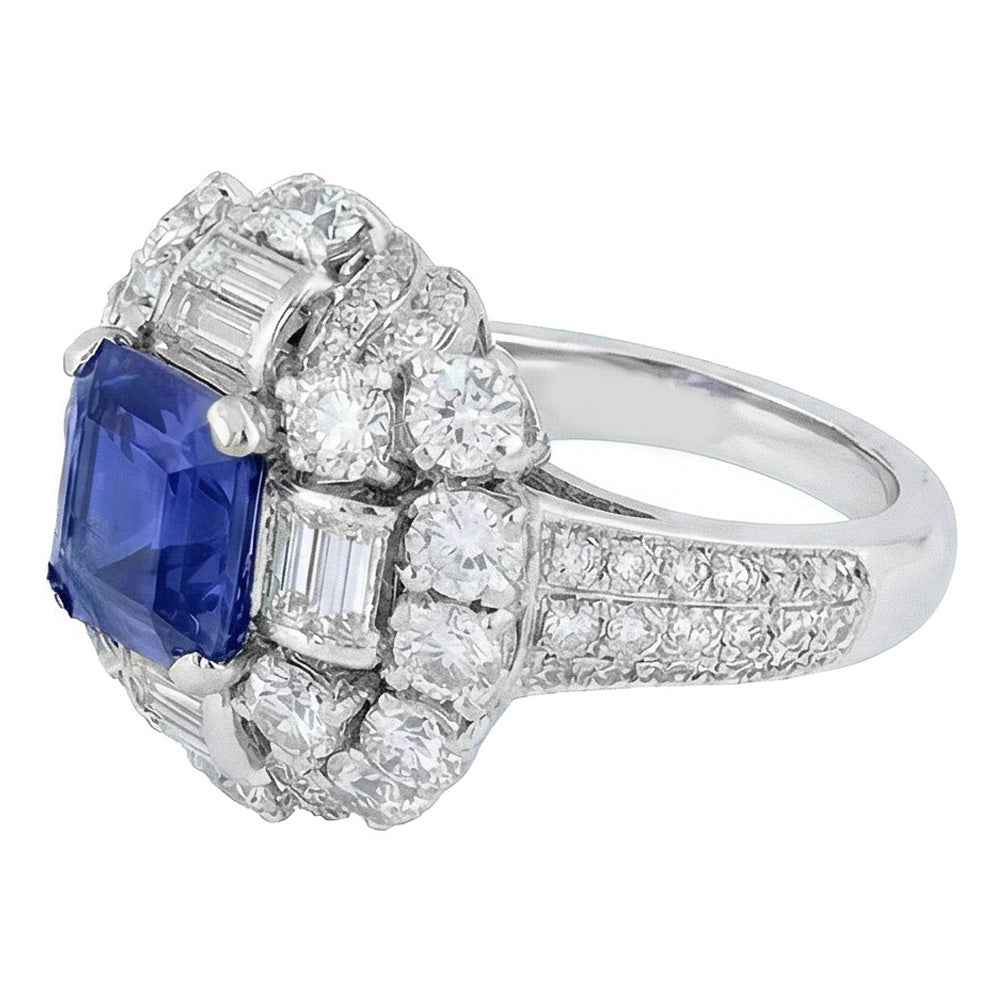Parti Sapphire And Natural Earth Mined Diamond ( Not Lab Grown ) Engagement Ring
