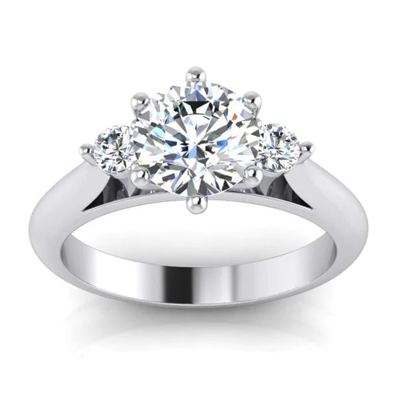 Past Present Future 3 Stone Round Real Diamond Anniversary Ring 1.30 Carats