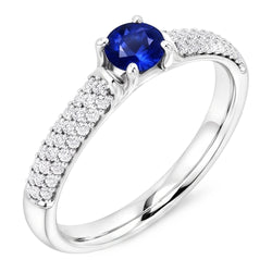 Pave Natural Earth Mined Diamond ( Not Lab Grown ) Blue Sapphire 2 Carats Ring White Gold 14K