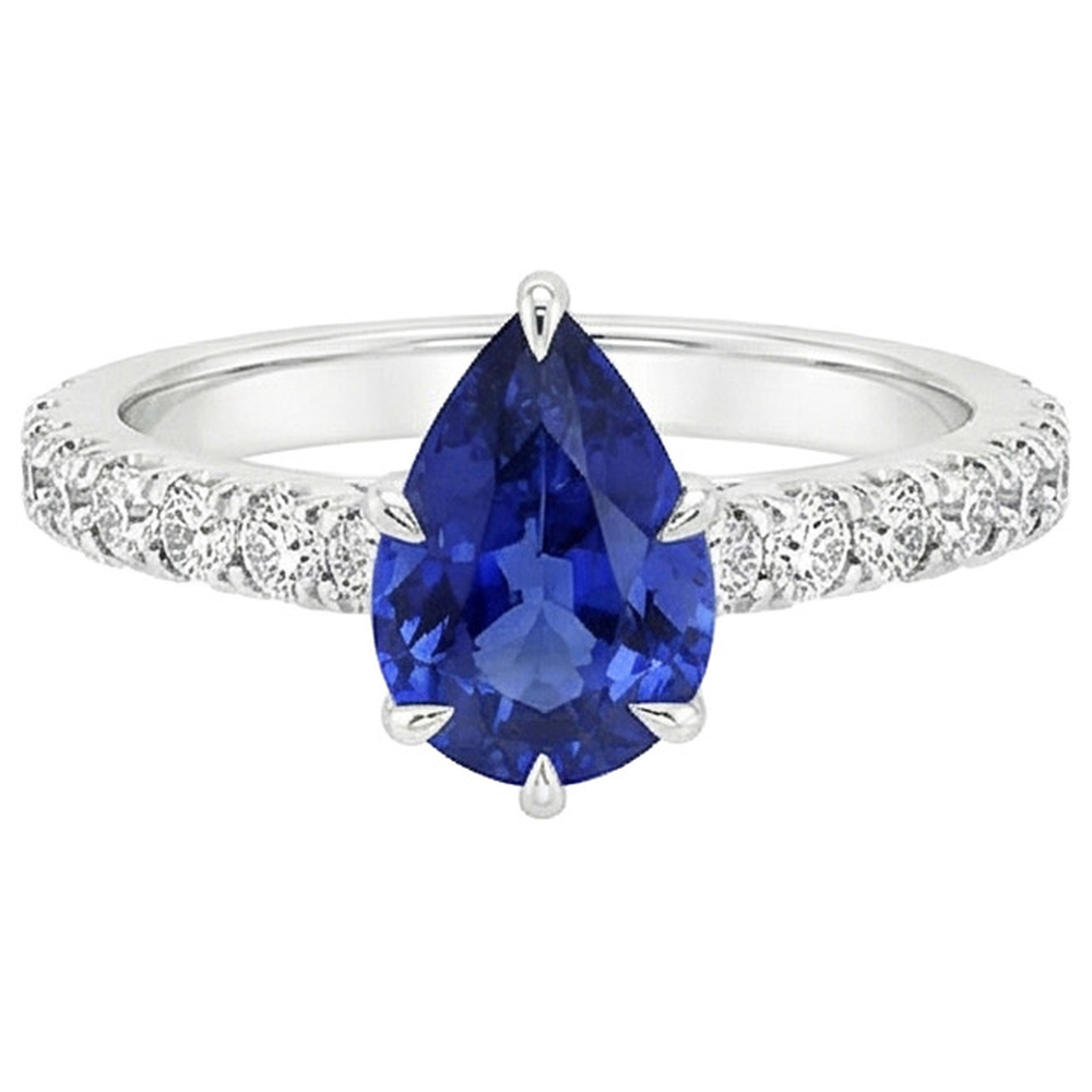 natural round sapphire 5.50ct ring profile view