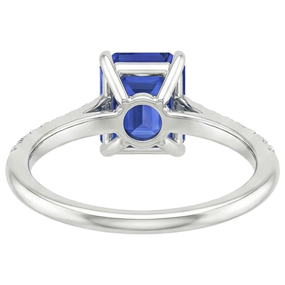 Pave Set Natural Earth Mined Diamond ( Not Lab Grown ) Ring Emerald Ceylon Sapphire White Gold 3.50 Carats
