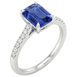 Pave Set Natural Earth Mined Diamond ( Not Lab Grown ) Ring Emerald Ceylon Sapphire White Gold 3.50 Carats
