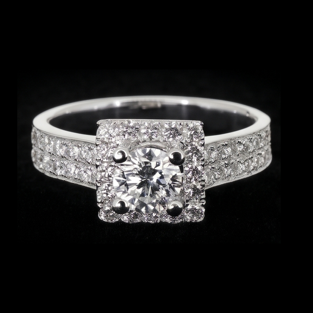 Pave Setting 3 Carats Round Real Natural Earth Mined Diamond ( Not Lab Grown ) Engagement Ring White Gold 14K