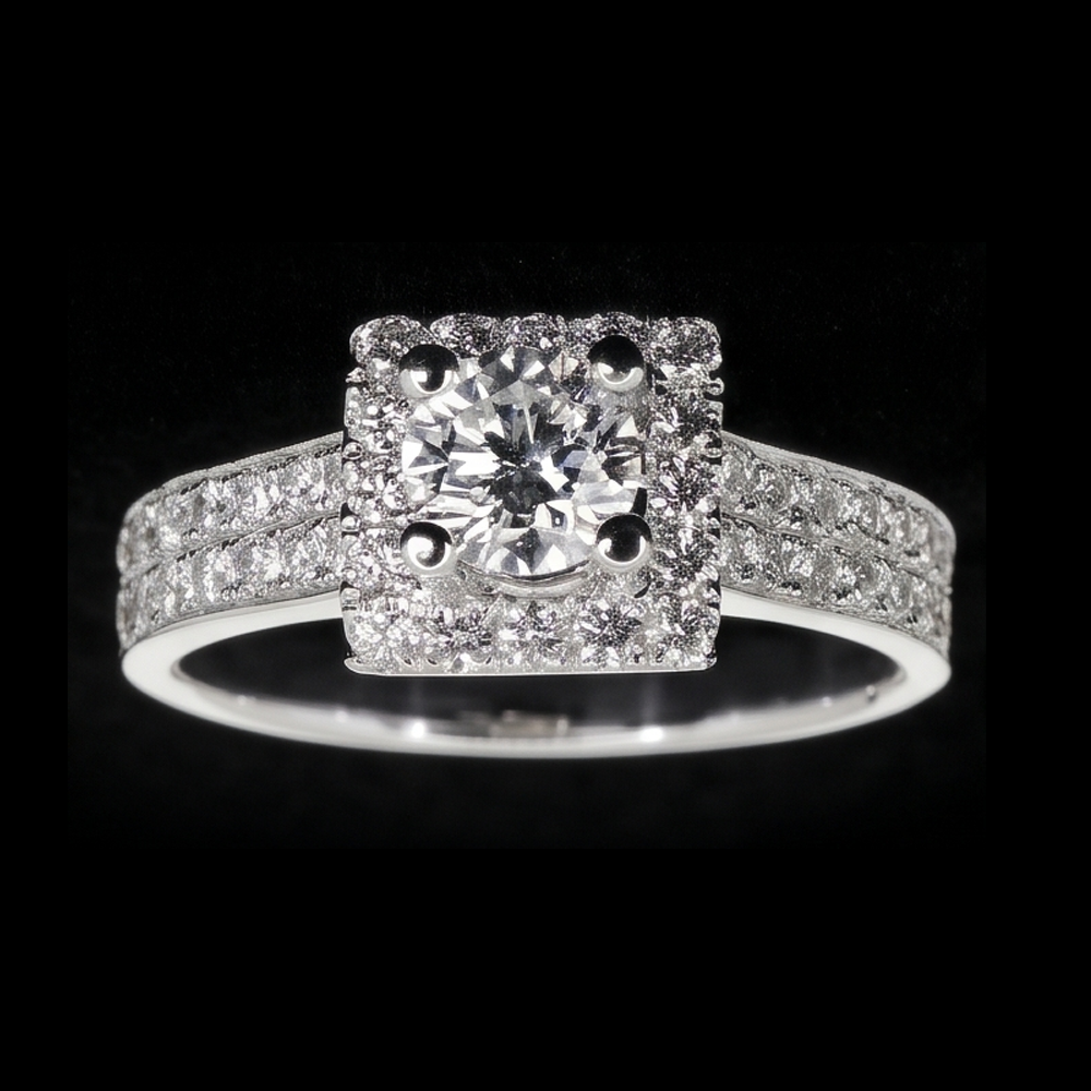 Pave Setting 3 Carats Round Real Natural Earth Mined Diamond ( Not Lab Grown ) Engagement Ring White Gold 14K