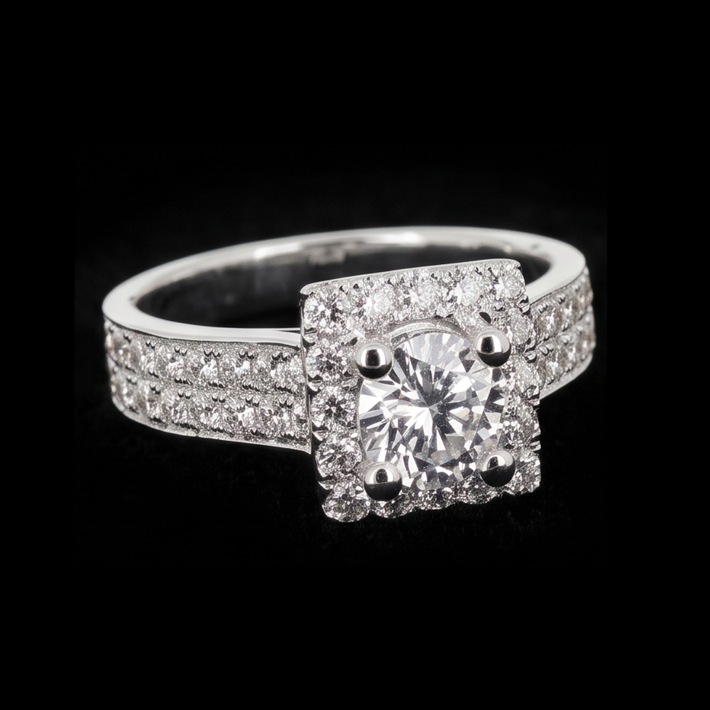 Pave Setting 3 Carats Round Real Natural Earth Mined Diamond ( Not Lab Grown ) Engagement Ring White Gold 14K