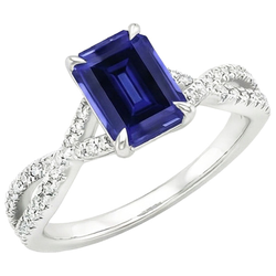 Natural Sapphire Ring 4ct - White Gold 14K