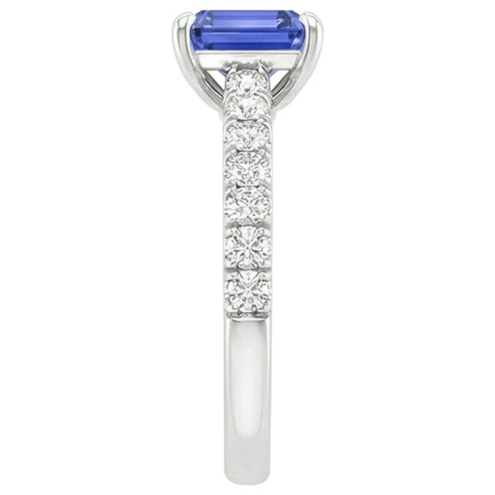 Pave Setting Natural Earth Mined Diamond ( Not Lab Grown ) Ring Emerald Ceylon Sapphire 4.25 Carats
