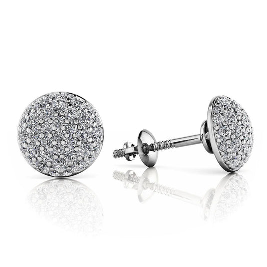 Pave Set 4 Carats Round Brilliant Cut Real Diamond Women Stud Earrings