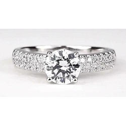 Pave Set Round Natural Earth Mined Diamond Ring White Gold 14K 2.25 Carats