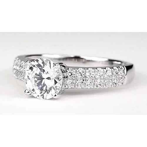  Round Natural Diamond Ring White Gold 14K 2.25 Carats