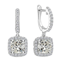 Real Fine Diamond Drop Earrings 2 ct – 14K White Gold