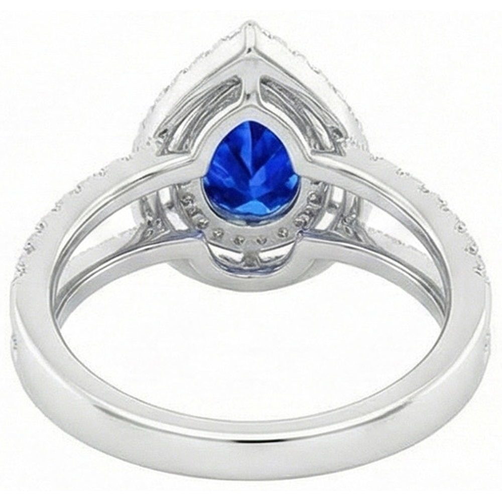 Pear And Round Cut 4.90 Ct Ceylon Sapphire Natural Earth Mined Diamond ( Not Lab Grown ) s Ring