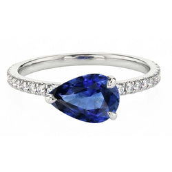 Natural Sapphire Ring 3.50ct - White Gold 14K