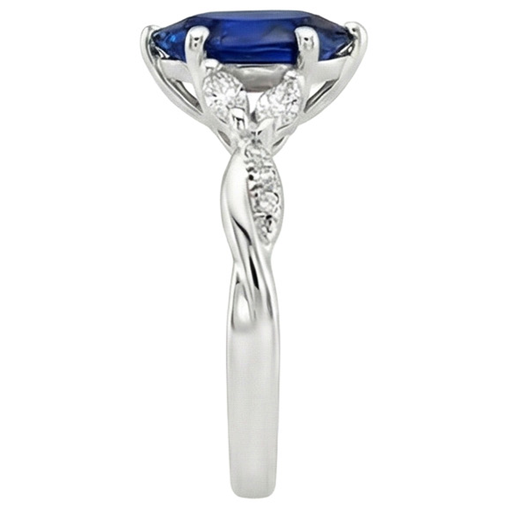 natural round sapphire 7.25ct ring profile view