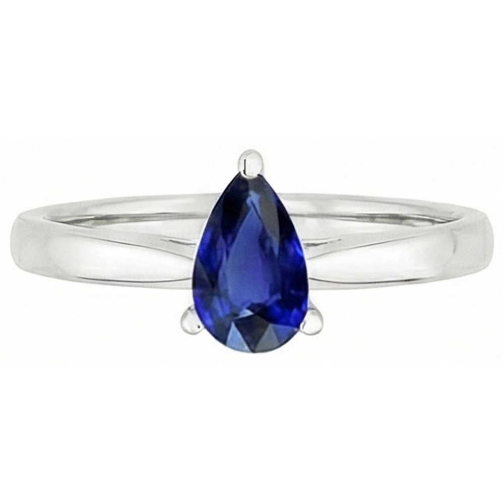Pear Blue Sapphire Solitaire Engagement Ring 1 Carat Gemstone Jewelry