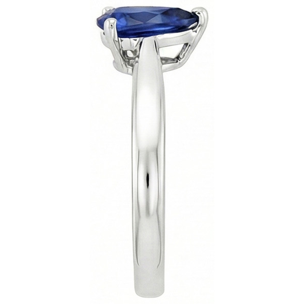 Pear Blue Sapphire Solitaire Engagement Ring 1 Carat Gemstone Jewelry