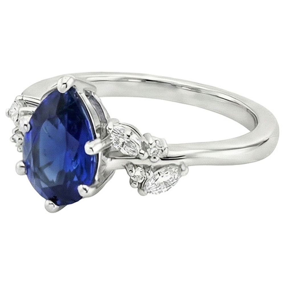 natural round sapphire 6.75ct ring top view
