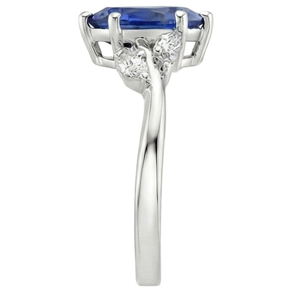 natural round sapphire 6.75ct ring profile view